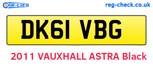 DK61VBG are the vehicle registration plates.