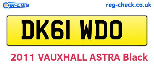 DK61WDO are the vehicle registration plates.