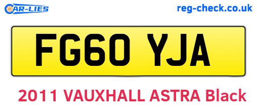 FG60YJA are the vehicle registration plates.