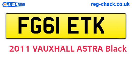 FG61ETK are the vehicle registration plates.