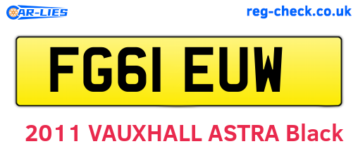 FG61EUW are the vehicle registration plates.