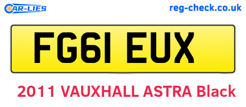 FG61EUX are the vehicle registration plates.