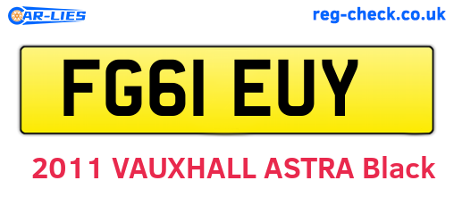 FG61EUY are the vehicle registration plates.