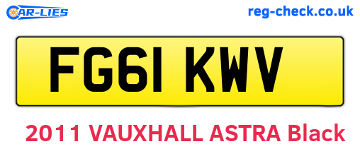 FG61KWV are the vehicle registration plates.
