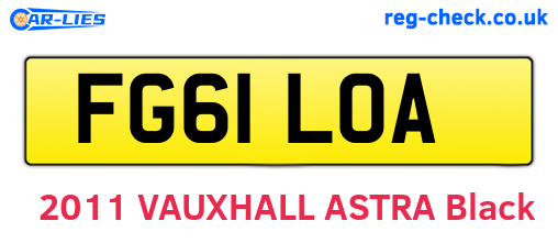 FG61LOA are the vehicle registration plates.