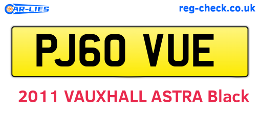 PJ60VUE are the vehicle registration plates.