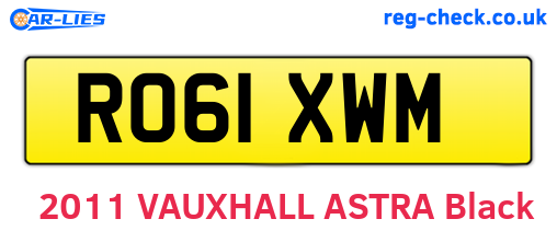 RO61XWM are the vehicle registration plates.