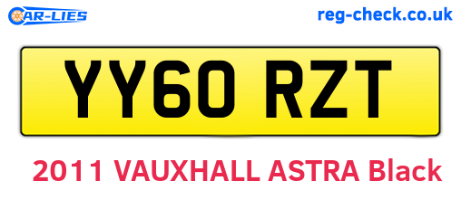 YY60RZT are the vehicle registration plates.
