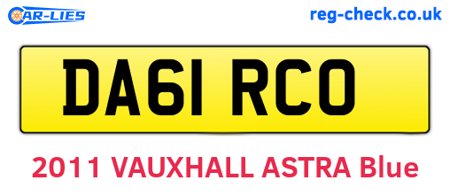 DA61RCO are the vehicle registration plates.