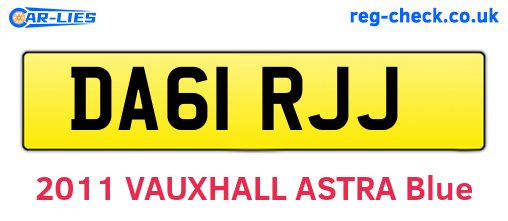 DA61RJJ are the vehicle registration plates.