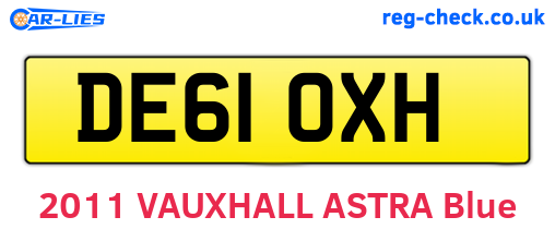 DE61OXH are the vehicle registration plates.