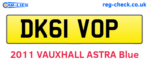 DK61VOP are the vehicle registration plates.