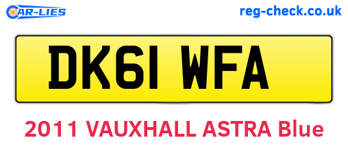 DK61WFA are the vehicle registration plates.