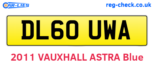DL60UWA are the vehicle registration plates.