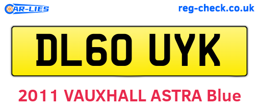 DL60UYK are the vehicle registration plates.
