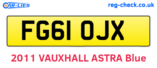 FG61OJX are the vehicle registration plates.