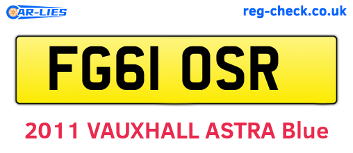 FG61OSR are the vehicle registration plates.