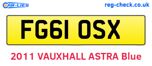 FG61OSX are the vehicle registration plates.