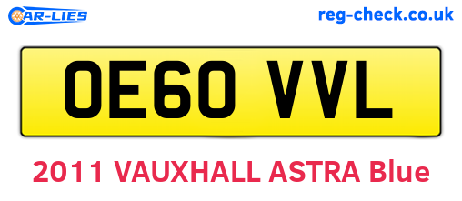 OE60VVL are the vehicle registration plates.