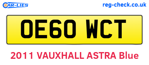 OE60WCT are the vehicle registration plates.