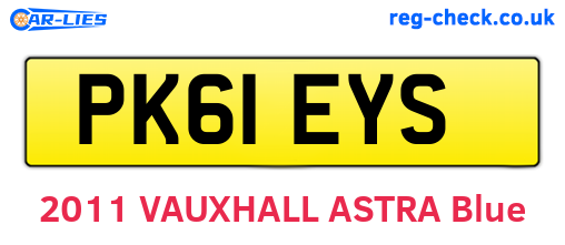 PK61EYS are the vehicle registration plates.