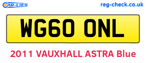 WG60ONL are the vehicle registration plates.