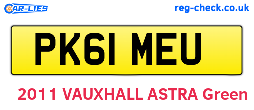 PK61MEU are the vehicle registration plates.