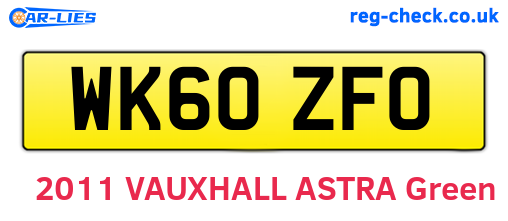 WK60ZFO are the vehicle registration plates.