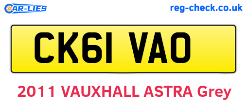 CK61VAO are the vehicle registration plates.