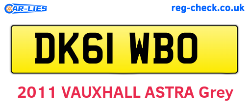 DK61WBO are the vehicle registration plates.