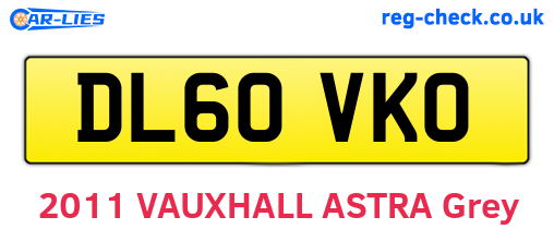 DL60VKO are the vehicle registration plates.