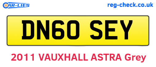 DN60SEY are the vehicle registration plates.