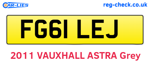 FG61LEJ are the vehicle registration plates.