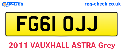 FG61OJJ are the vehicle registration plates.