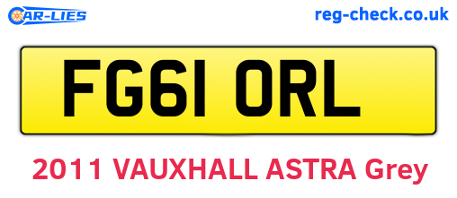 FG61ORL are the vehicle registration plates.