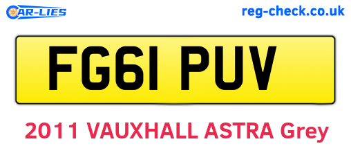 FG61PUV are the vehicle registration plates.