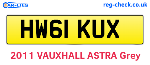 HW61KUX are the vehicle registration plates.