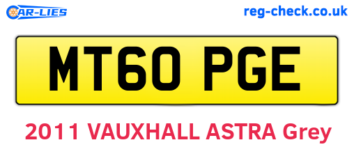 MT60PGE are the vehicle registration plates.