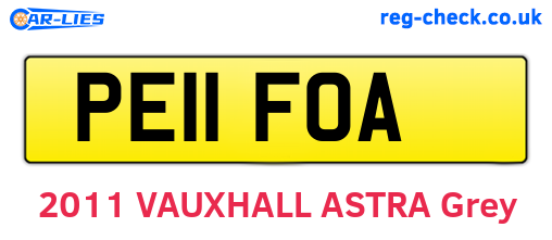 PE11FOA are the vehicle registration plates.