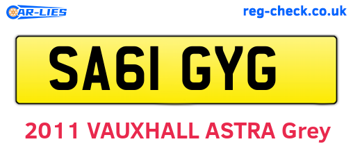 SA61GYG are the vehicle registration plates.