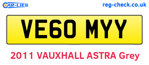 VE60MYY are the vehicle registration plates.