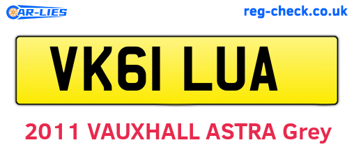 VK61LUA are the vehicle registration plates.