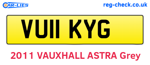 VU11KYG are the vehicle registration plates.