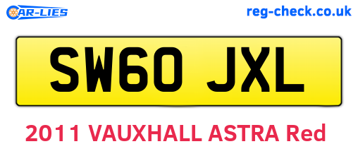 SW60JXL are the vehicle registration plates.