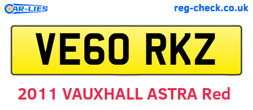 VE60RKZ are the vehicle registration plates.