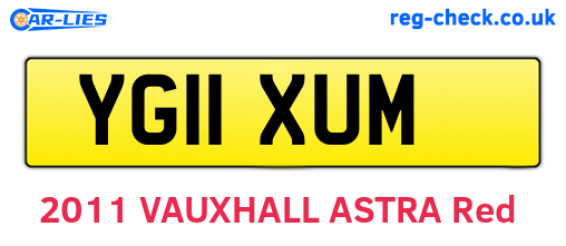 YG11XUM are the vehicle registration plates.