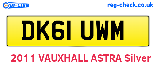 DK61UWM are the vehicle registration plates.