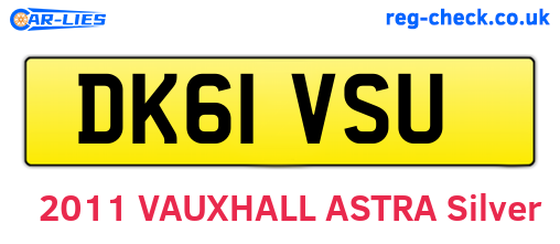 DK61VSU are the vehicle registration plates.