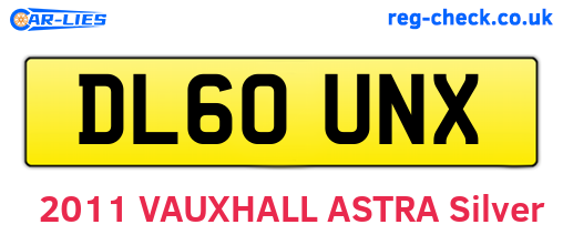 DL60UNX are the vehicle registration plates.