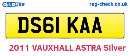 DS61KAA are the vehicle registration plates.